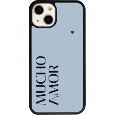 Coque iPhone 13 - Silicone rigide noir Valentine 2024 mucho amor azul