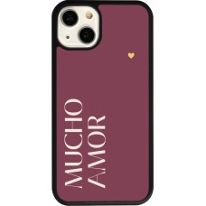 Coque iPhone 13 - Silicone rigide noir Valentine 2024 mucho amor rosado