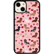 Coque iPhone 13 - Silicone rigide noir Valentine 2024 puppy love