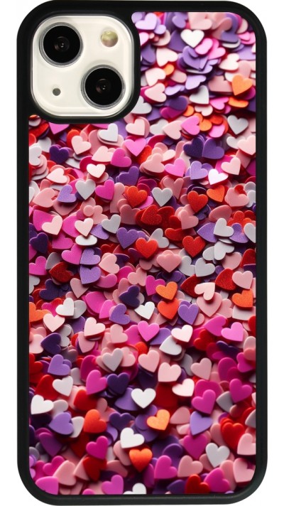 iPhone 13 Case Hülle - Silikon schwarz Valentin 2025 Konfetti