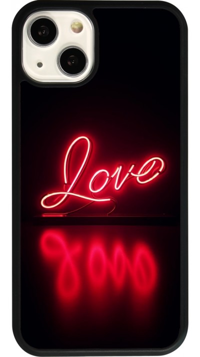iPhone 13 Case Hülle - Silikon schwarz Valentine 2025 Neon Liebe