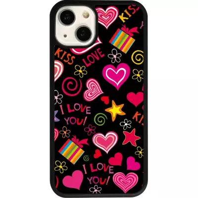 iPhone 13 Case Hülle - Silikon schwarz Valentine 2023 love symbols