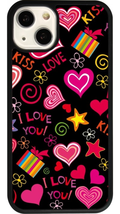 iPhone 13 Case Hülle - Silikon schwarz Valentine 2023 love symbols