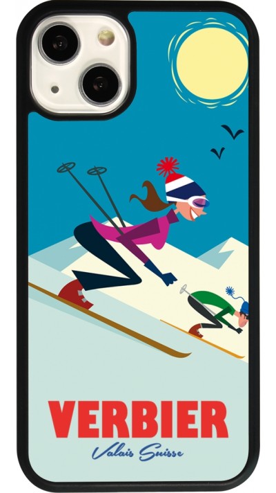 iPhone 13 Case Hülle - Silikon schwarz Verbier Ski Downhill
