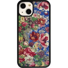 Coque iPhone 13 - Silicone rigide noir Vintage Art Flowers