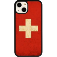 iPhone 13 Case Hülle - Silikon schwarz Vintage Flag SWISS