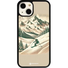 Coque iPhone 13 - Silicone rigide noir Vintage Ski Mountain