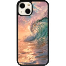 Coque iPhone 13 - Silicone rigide noir Wave Sunset