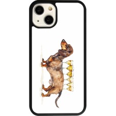 Coque iPhone 13 - Silicone rigide noir Wine Teckel