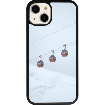 Coque iPhone 13 - Silicone rigide noir Winter 22 ski lift