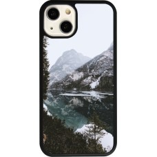 Coque iPhone 13 - Silicone rigide noir Winter 22 snowy mountain and lake