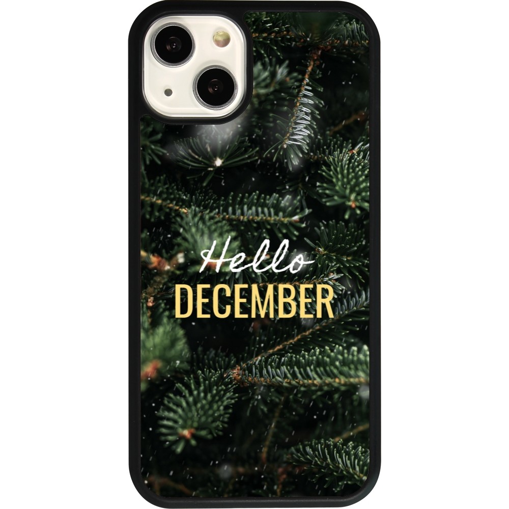 Coque iPhone 13 - Silicone rigide noir Winter 25 Winter hello december