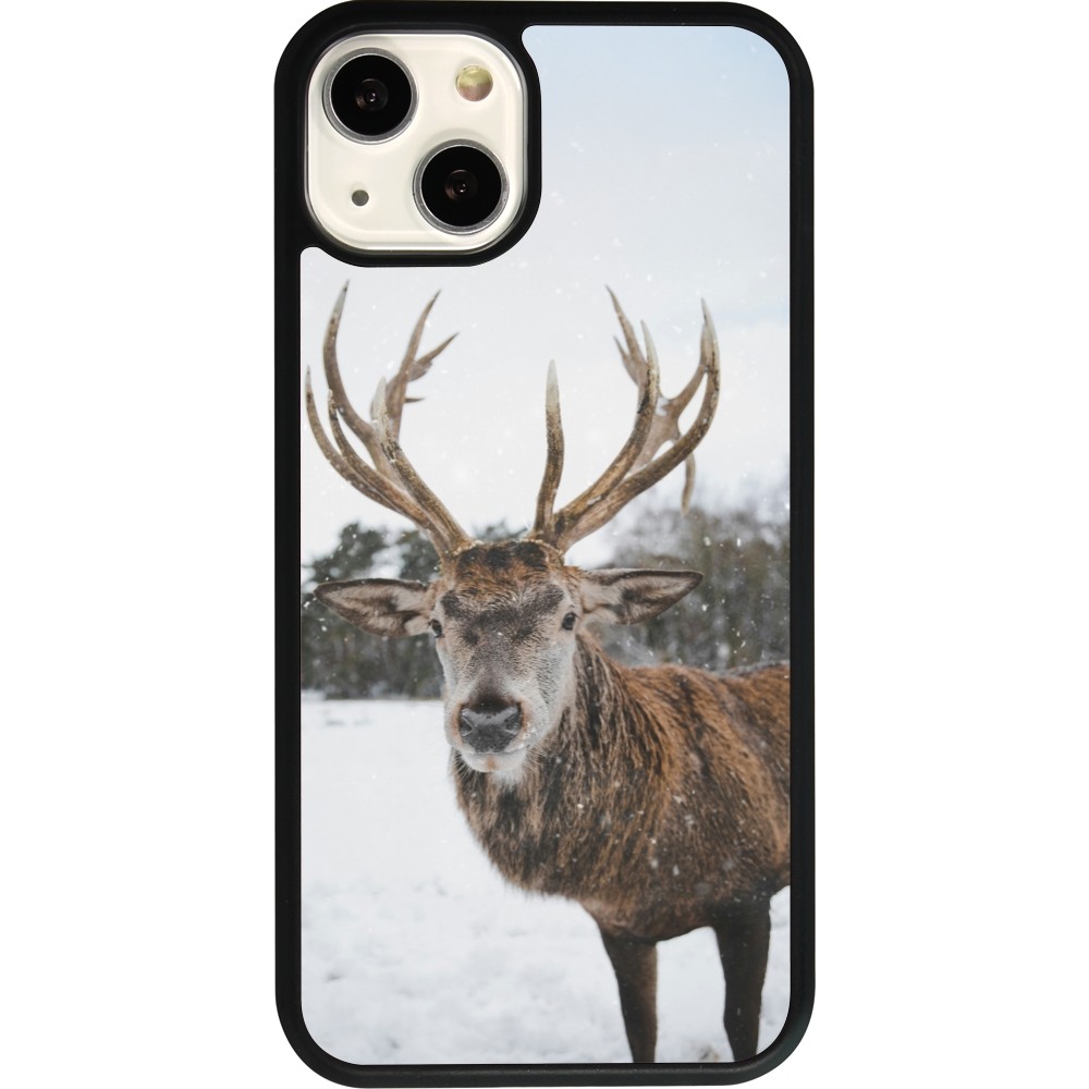 Coque iPhone 13 - Silicone rigide noir Winter 25 Winter reindeer