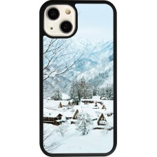 Coque iPhone 13 - Silicone rigide noir Winter 25 Winter snowy landscape