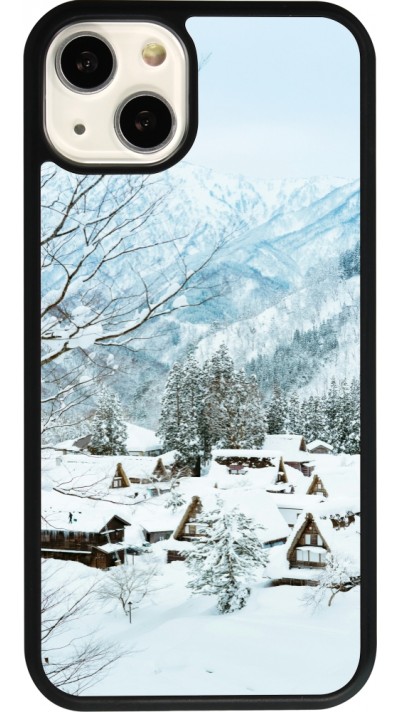 iPhone 13 Case Hülle - Silikon schwarz Winter 25 Winter snowy landscape