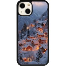 Coque iPhone 13 - Silicone rigide noir Winter 25 Winter snowy village