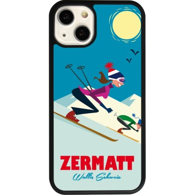iPhone 13 Case Hülle - Silikon schwarz Zermatt Ski Downhill