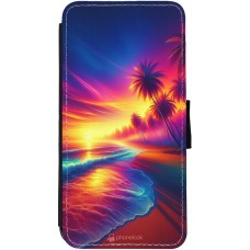 iPhone 13 Case Hülle - Wallet schwarz Strand Sonnenuntergang auffällig