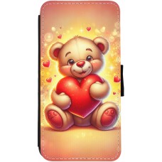 Coque iPhone 13 - Wallet noir Valentine 2024 Teddy love