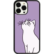 Coque iPhone 13 Pro Max - Chat sur fond violet