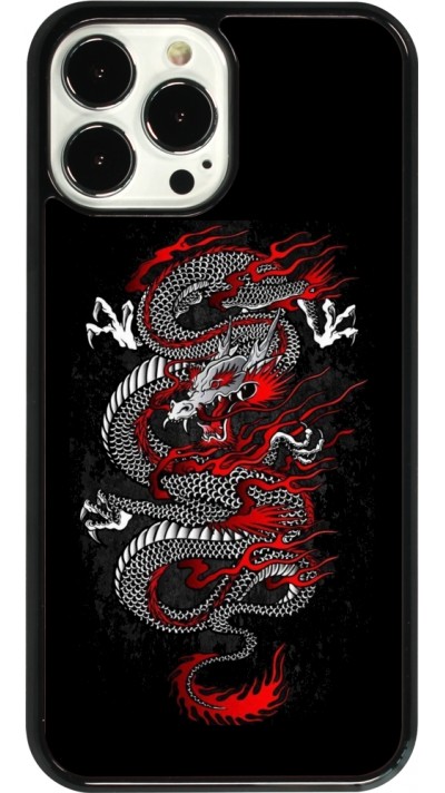 Coque iPhone 13 Pro Max - Japanese style Dragon Tattoo Red Black