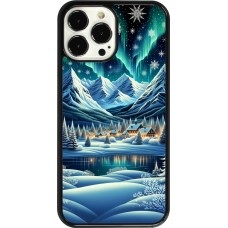 iPhone 13 Pro Max Case Hülle - Verschneites Bergdorf am See in der Nacht