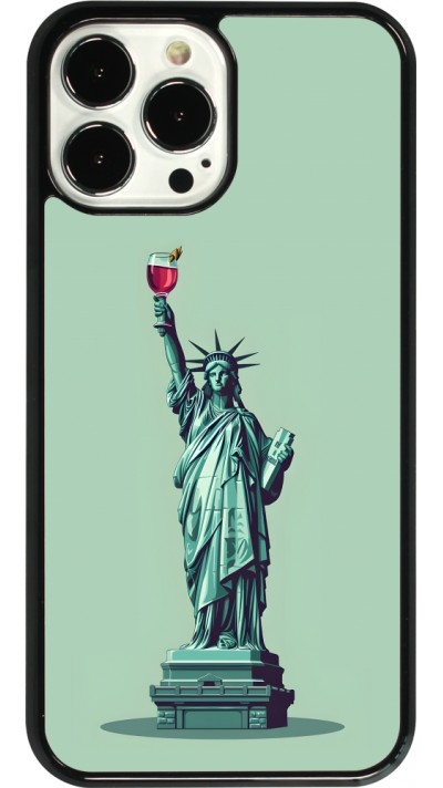 Coque iPhone 13 Pro Max - Wine Statue de la liberté avec un verre de vin