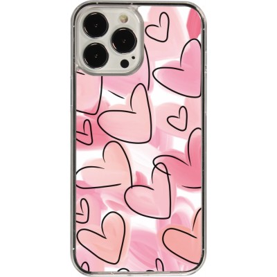 Coque iPhone 13 Pro Max - Plastique transparent Easter 2023 pink hearts