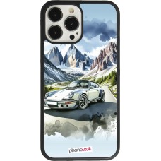 Coque iPhone 13 Pro Max - Silicone rigide noir Porsche 911 Mountain Watercolor