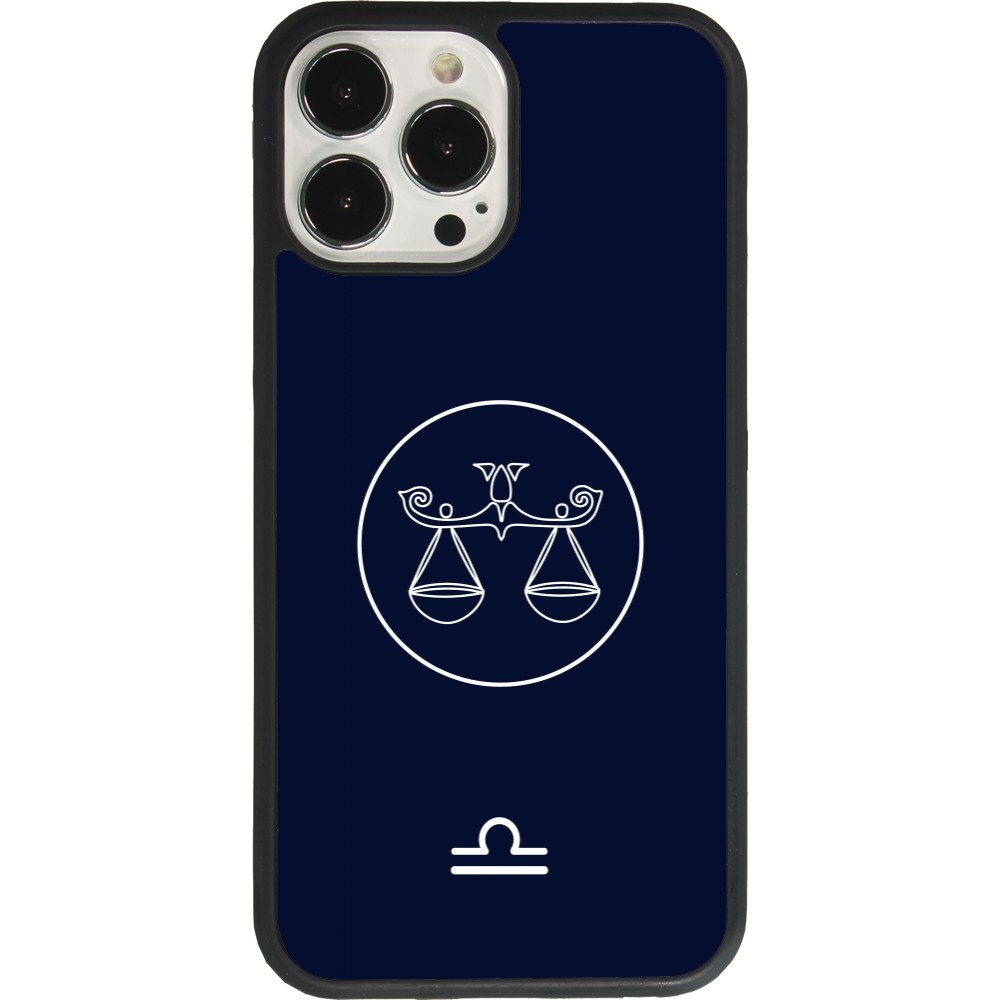 Coque iPhone 13 Pro Max - Silicone rigide noir Astrologie Balance