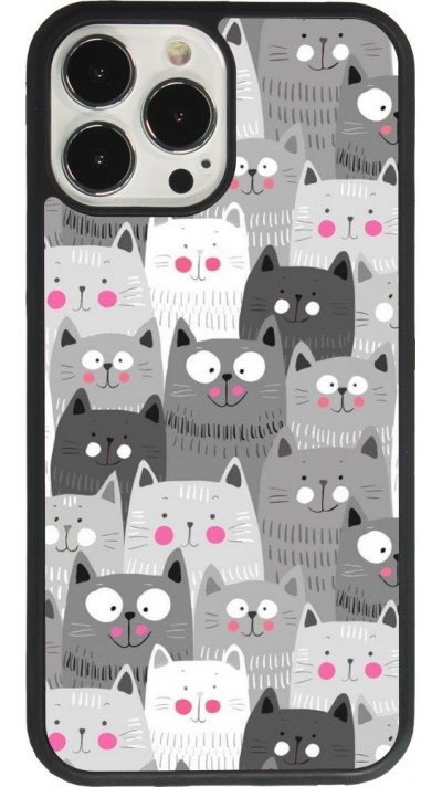 iPhone 13 Pro Max Case Hülle - Silikon schwarz Katzenschwärme