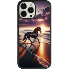 iPhone 13 Pro Max Case Hülle - Silikon schwarz Pferd majestätisch Strand