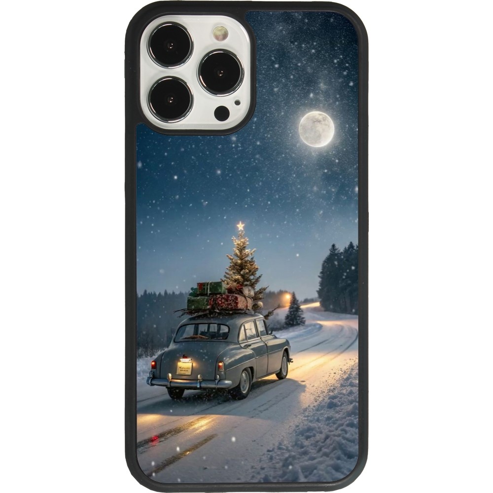 Coque iPhone 13 Pro Max - Silicone rigide noir Christmas 25 Car with Tree Xmas