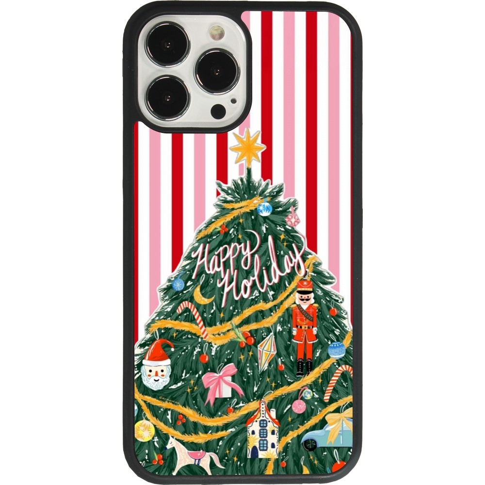 Coque iPhone 13 Pro Max - Silicone rigide noir Christmas 25 Happy Holiday