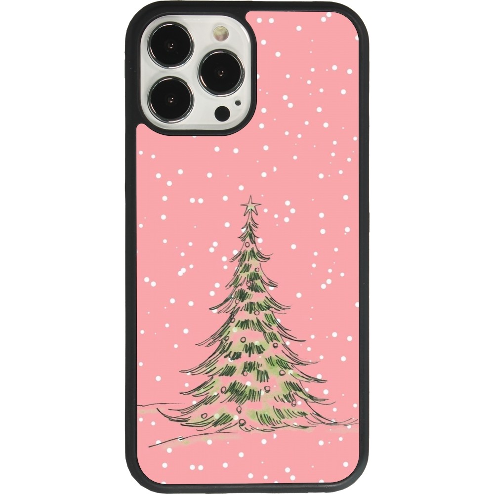 Coque iPhone 13 Pro Max - Silicone rigide noir Christmas 25 Pink Tree