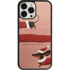 Coque iPhone 13 Pro Max - Silicone rigide noir Christmas 25 Teckel Merry Xmas