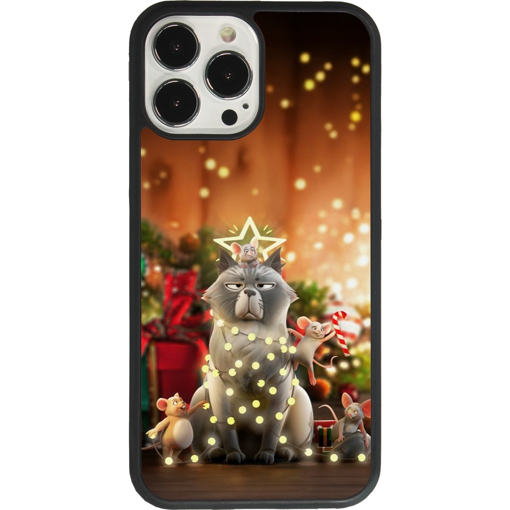 Coque iPhone 13 Pro Max - Silicone rigide noir Christmas 25 Xmas Cat