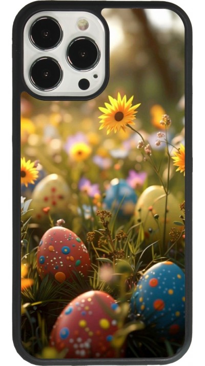 Coque iPhone 13 Pro Max - Silicone rigide noir Easter 2026 Decorated eggs