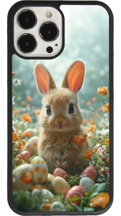 Coque iPhone 13 Pro Max - Silicone rigide noir Easter 2026 Rabbit in the garden