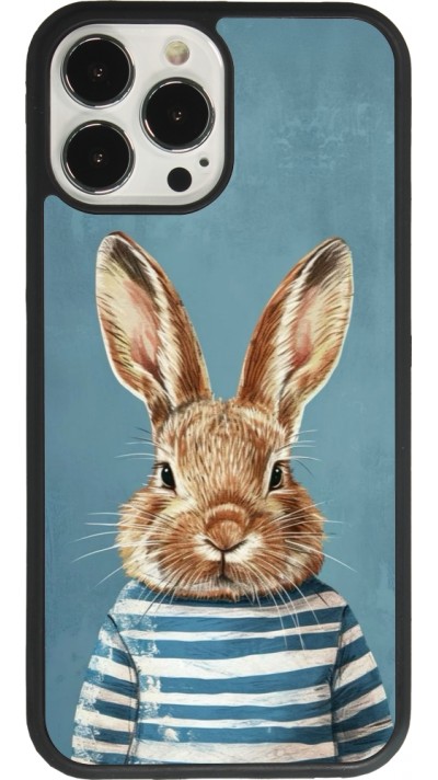 Coque iPhone 13 Pro Max - Silicone rigide noir Easter 2026 Rabbit navy
