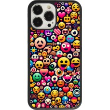 Coque iPhone 13 Pro Max - Silicone rigide noir Emoji Mix Color