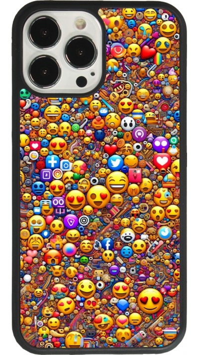 Coque iPhone 13 Pro Max - Silicone rigide noir Emoji mixed