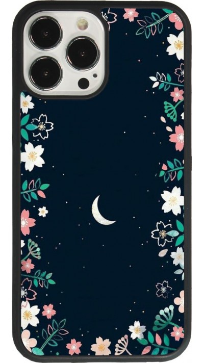 Coque iPhone 13 Pro Max - Silicone rigide noir Flowers space
