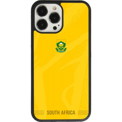 Coque iPhone 13 Pro Max - Silicone rigide noir Maillot de football Afrique du Sud 2026 personnalisable