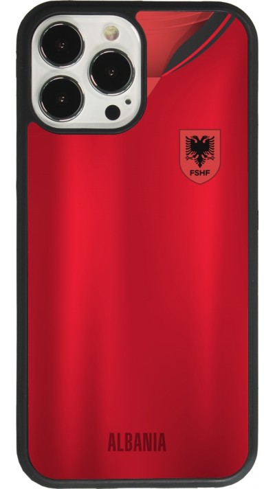 Coque iPhone 13 Pro Max - Silicone rigide noir Maillot de football Albanie personnalisable