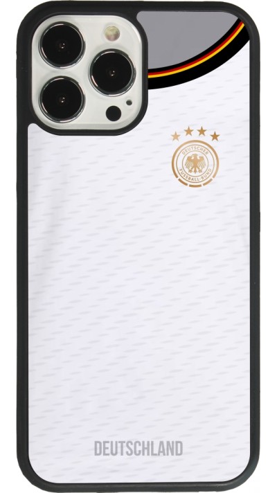 Coque iPhone 13 Pro Max - Silicone rigide noir Maillot de football Allemagne 2022 personnalisable