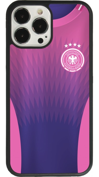 Coque iPhone 13 Pro Max - Silicone rigide noir Maillot de football Allemagne Extérieur personnalisable
