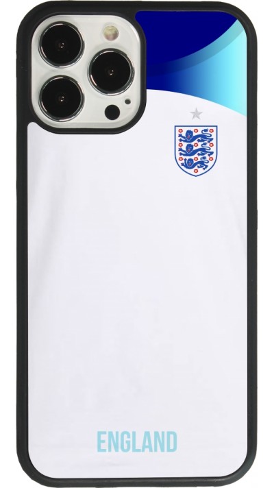 Coque iPhone 13 Pro Max - Silicone rigide noir Maillot de football Angleterre 2022 personnalisable