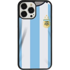 Coque iPhone 13 Pro Max - Silicone rigide noir Maillot de football Argentine 2022 personnalisable