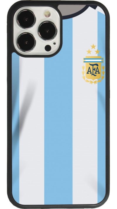 Coque iPhone 13 Pro Max - Silicone rigide noir Maillot de football Argentine 2022 personnalisable